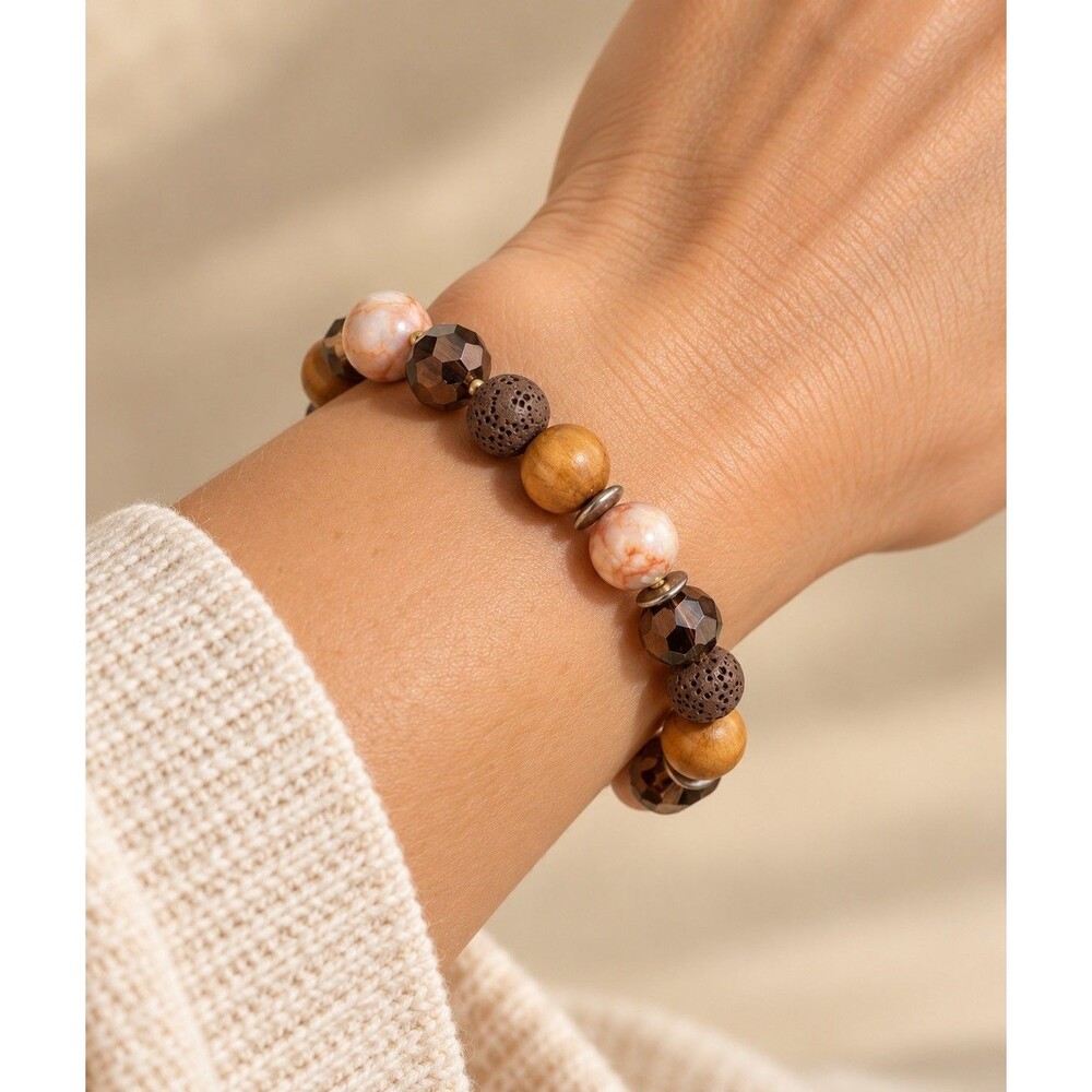 Zengo Aromatherapy BOHO Lava Stone Stretch Bracelet CALM Essential Oil & Box
